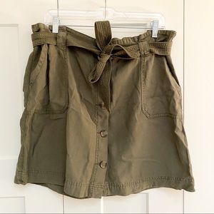 Maurices Button Front Paperbag Skirt army green cotton lyocell blend size 12